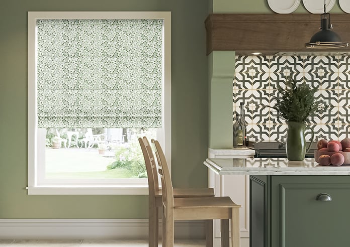 Fitzrovia Print, Subtle Greens - Motorised Roman Blind - Image 3